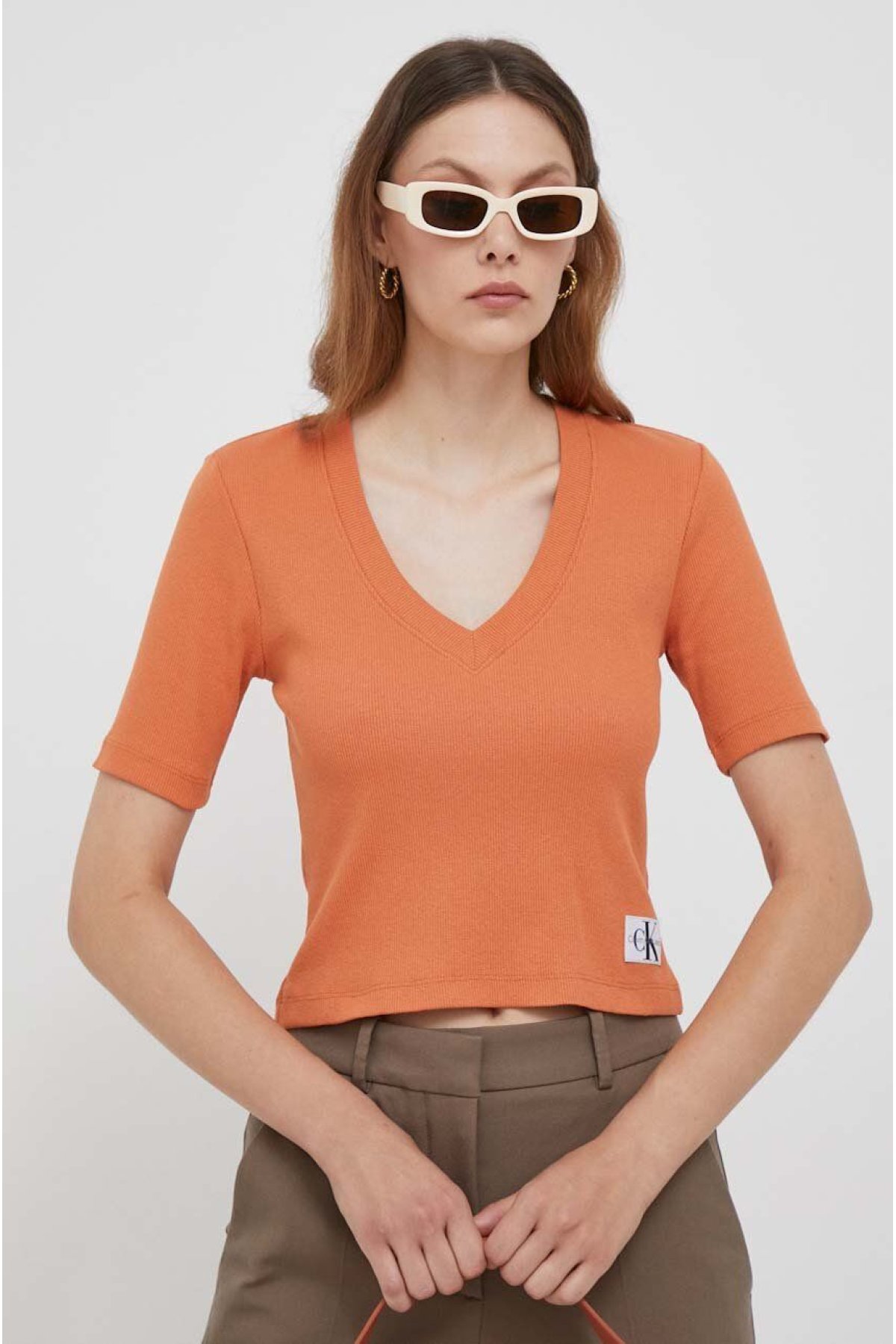 Calvin Klein J20J222379 tričko oranžové